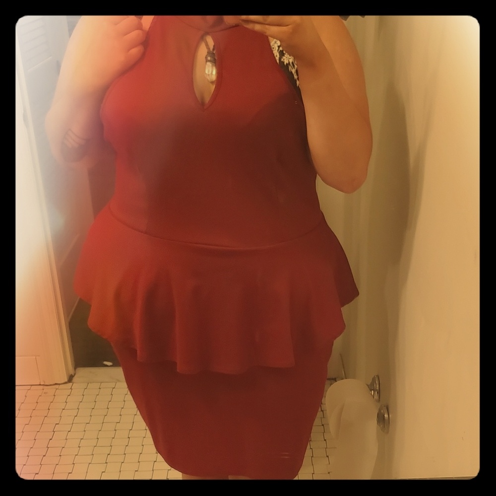 Keyhole Peplum Dress